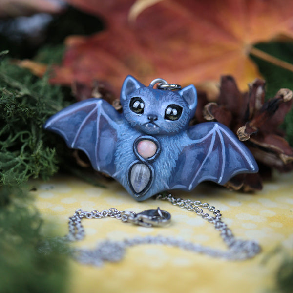 Light Blue Bat Necklace