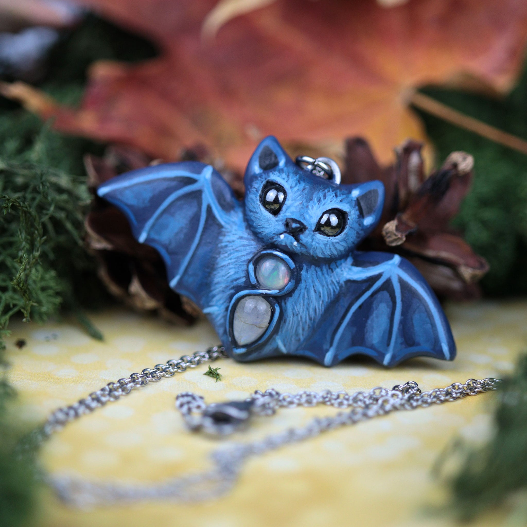 Dark Blue Bat Necklace