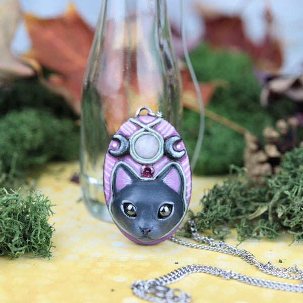 Moonstone Cat Necklace