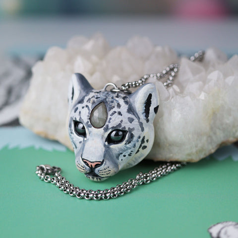 Aqua Marine Snow Leopard Necklace
