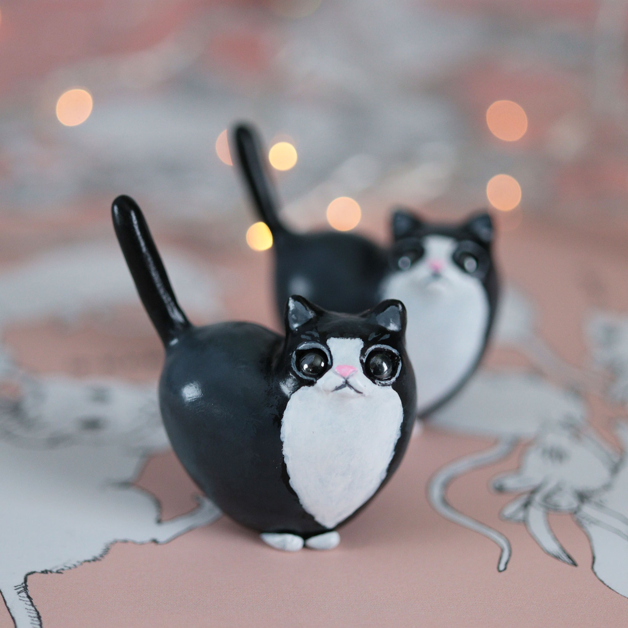 Tuxedo Heart Kitty Figurine