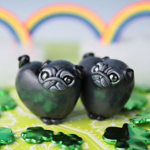 Black Heart Pug Figurine