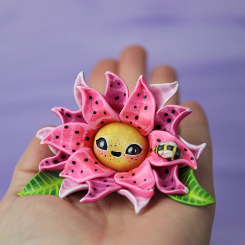 Happy Pink Flower Figurine