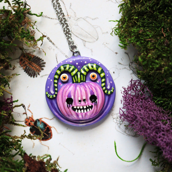 Purple Monster Samhain Medallion Necklace