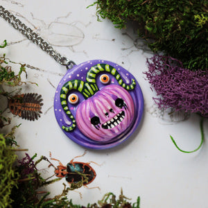 Purple Monster Samhain Medallion Necklace