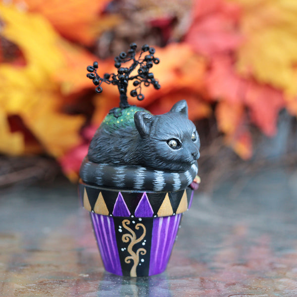 Witch's Harvest Cat Figurine