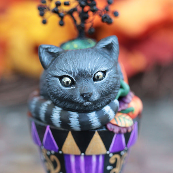 Witch's Harvest Cat Figurine