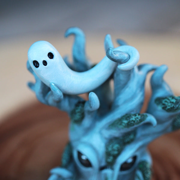 Misty Blue Haunted Tree Figurine
