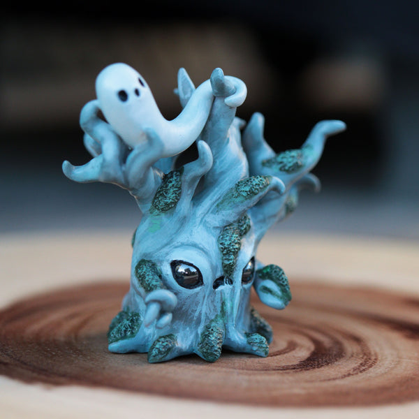 Misty Blue Haunted Tree Figurine