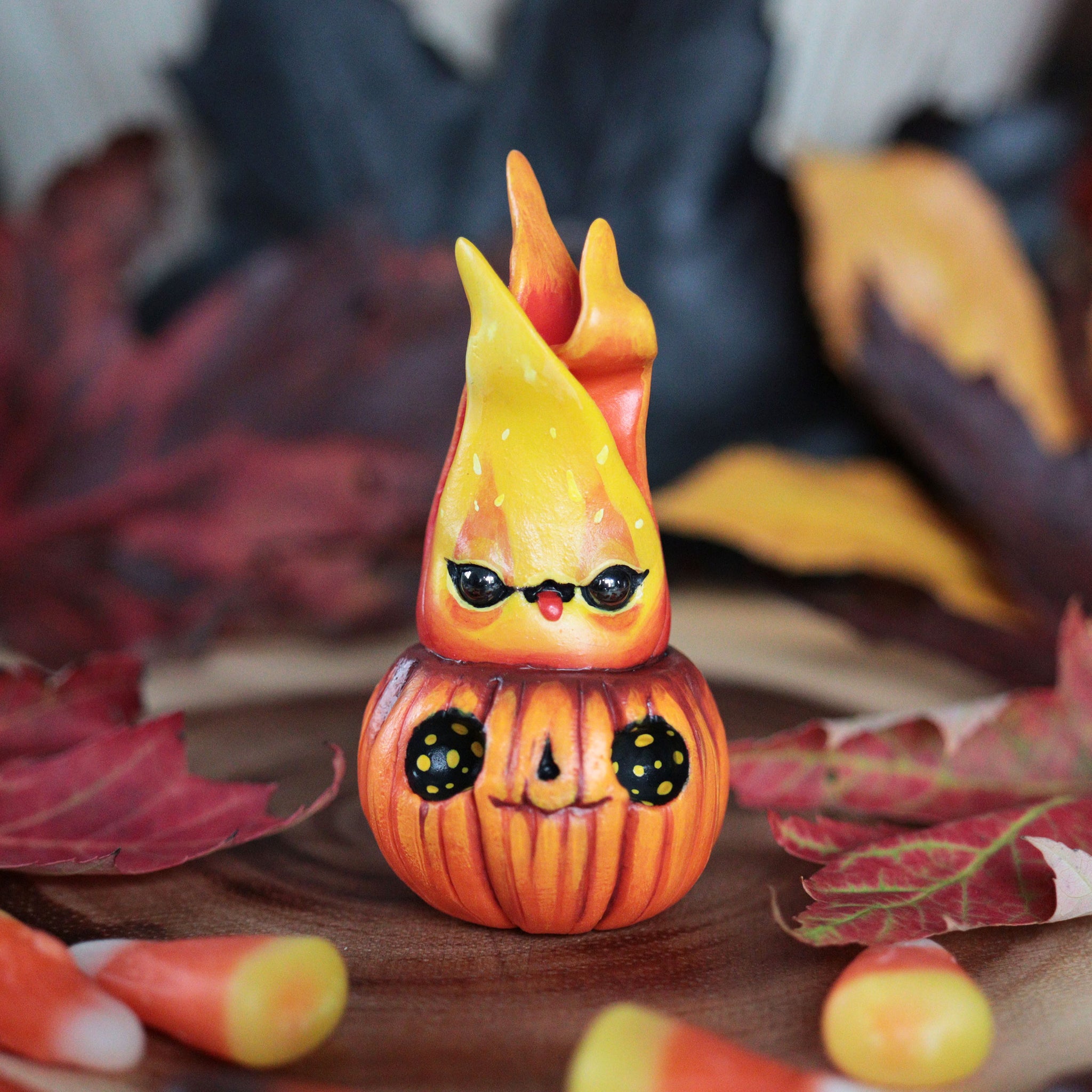 Flaming Pumpkin Mischief Figurine