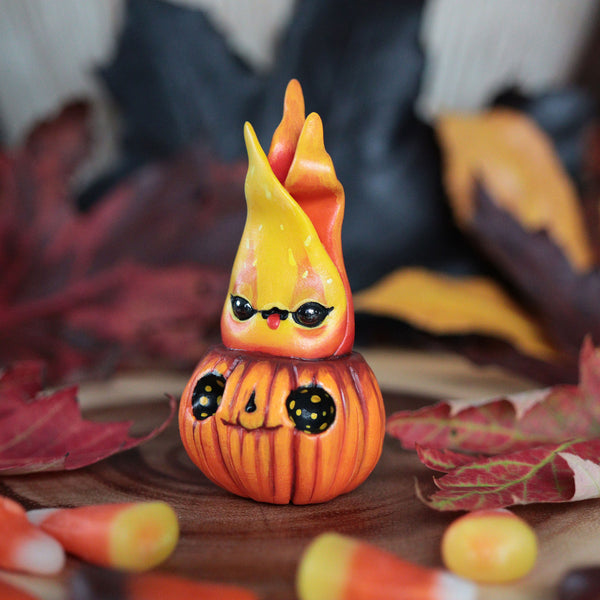 Flaming Pumpkin Mischief Figurine