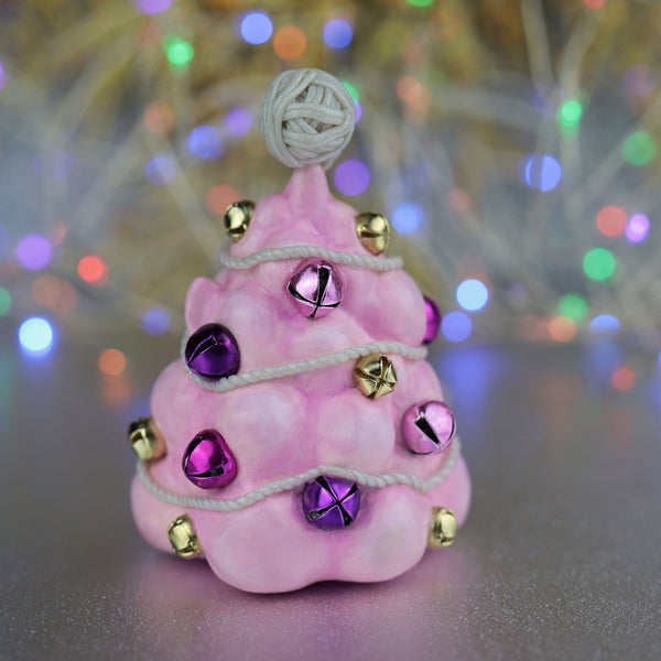 RESERVED Pink Catmas Tree Figurine