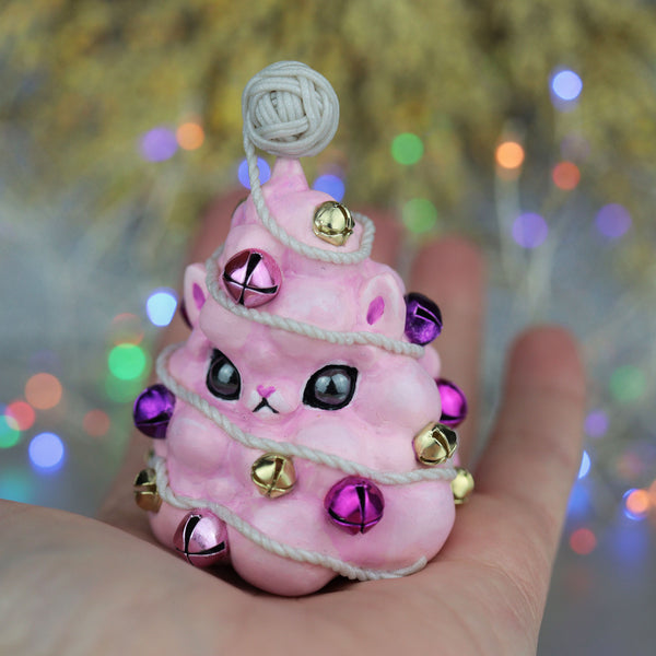 RESERVED Pink Catmas Tree Figurine
