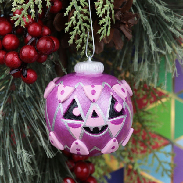 Pink Jack-o-bauble Christmas Ornament