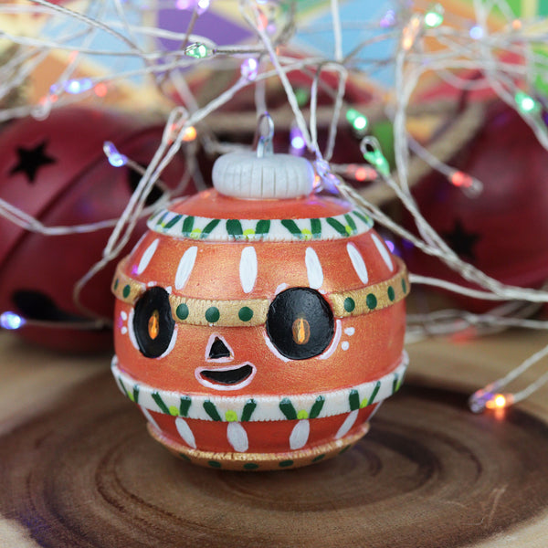 Orange Jack-o-bauble Christmas Ornament