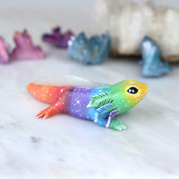 Yellow Face Rainbow Axolotl Figurine
