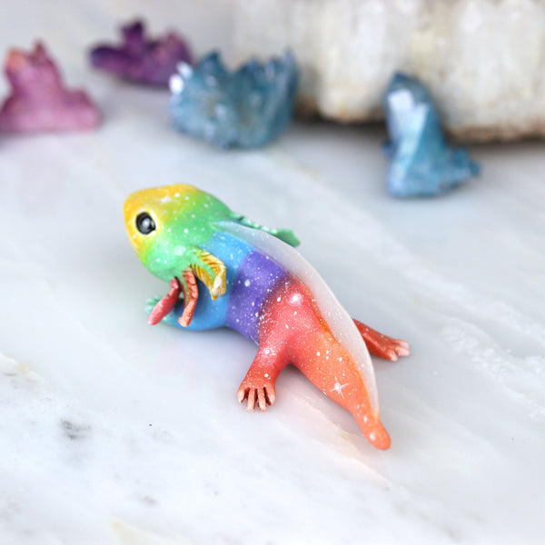 Yellow Face Rainbow Axolotl Figurine