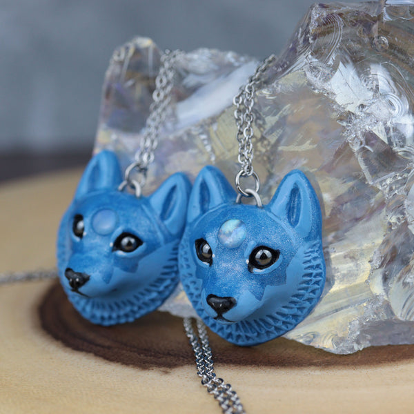 Moonstone Wolf Silver Chain