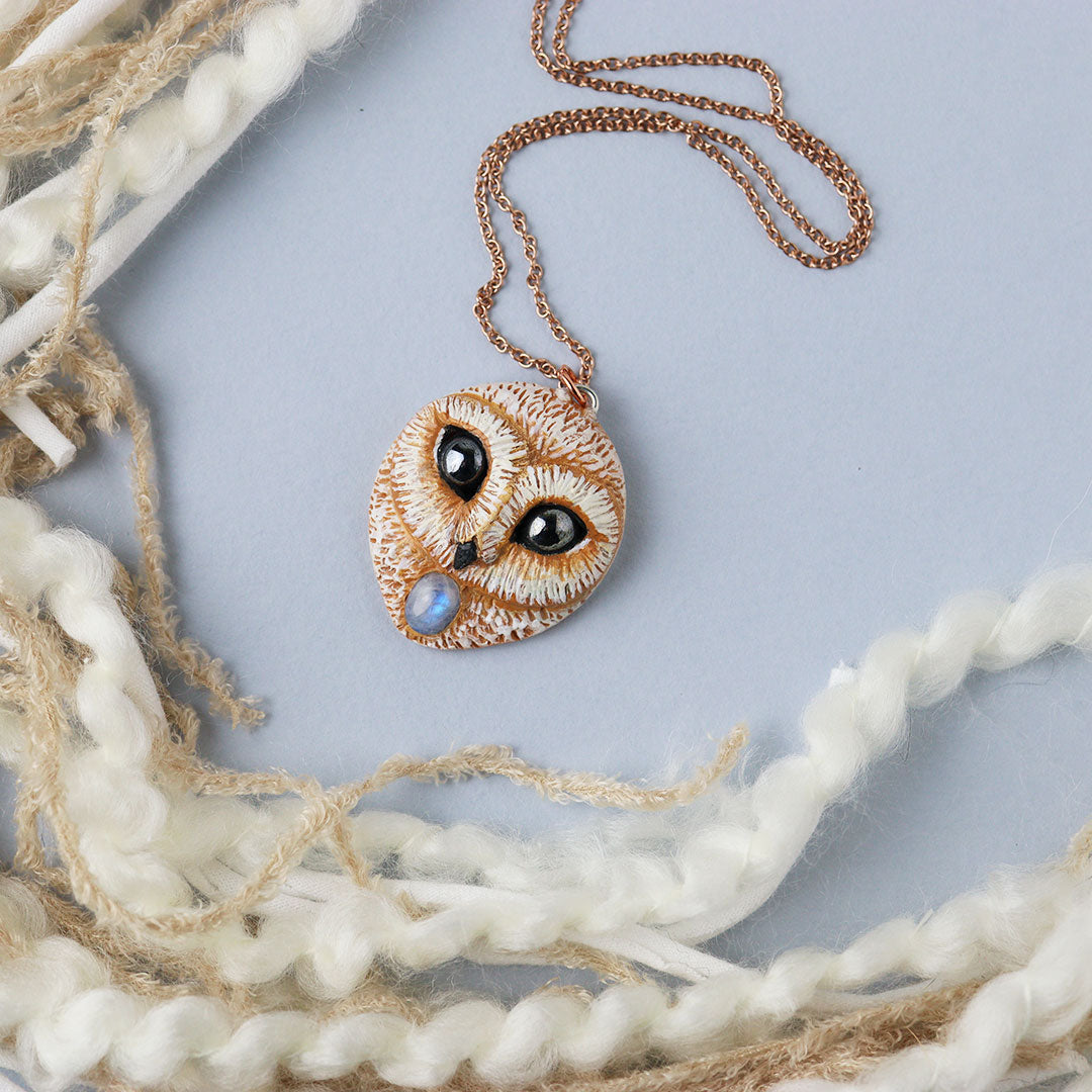 Moonstone Owl Necklace