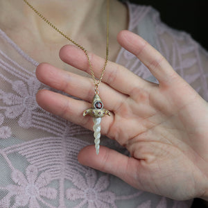 Garnet Unicorn Dagger Necklace