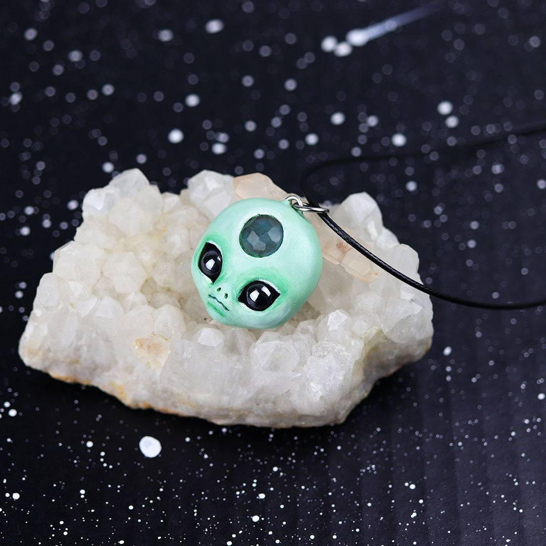 RESERVED Green Flourite Alien Necklace