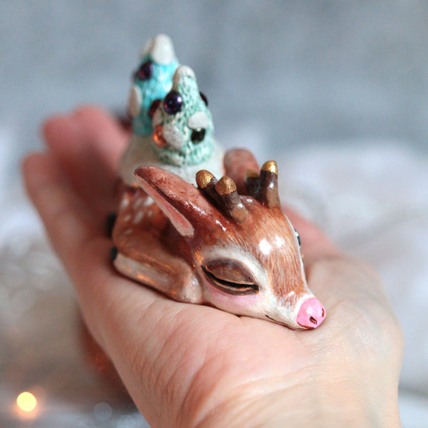 Upcycled Christmas Deer Figurine