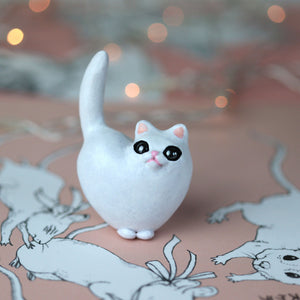 White Heart Kitty Figurine